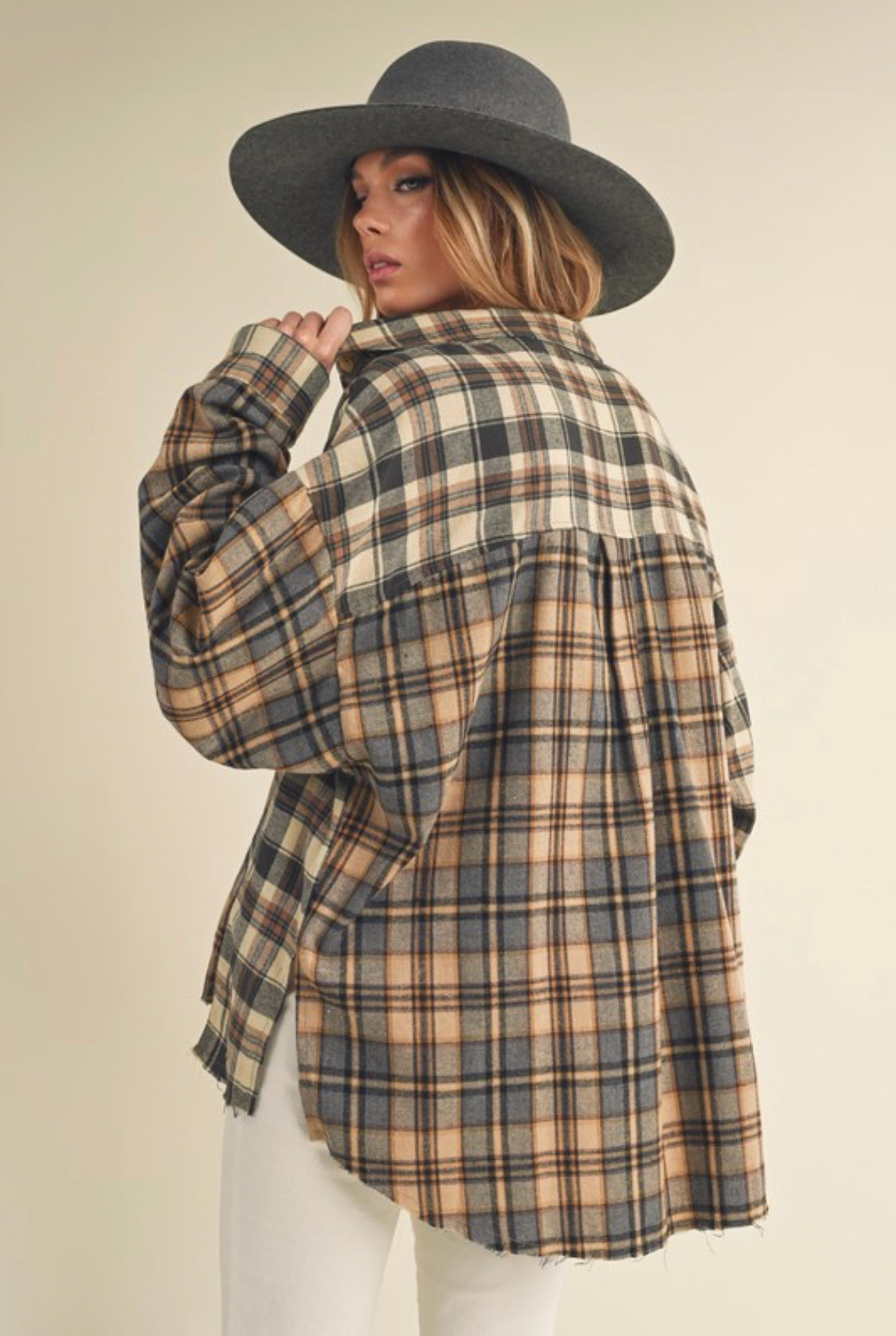 Oat Spliced Bottom Flannel Shirt