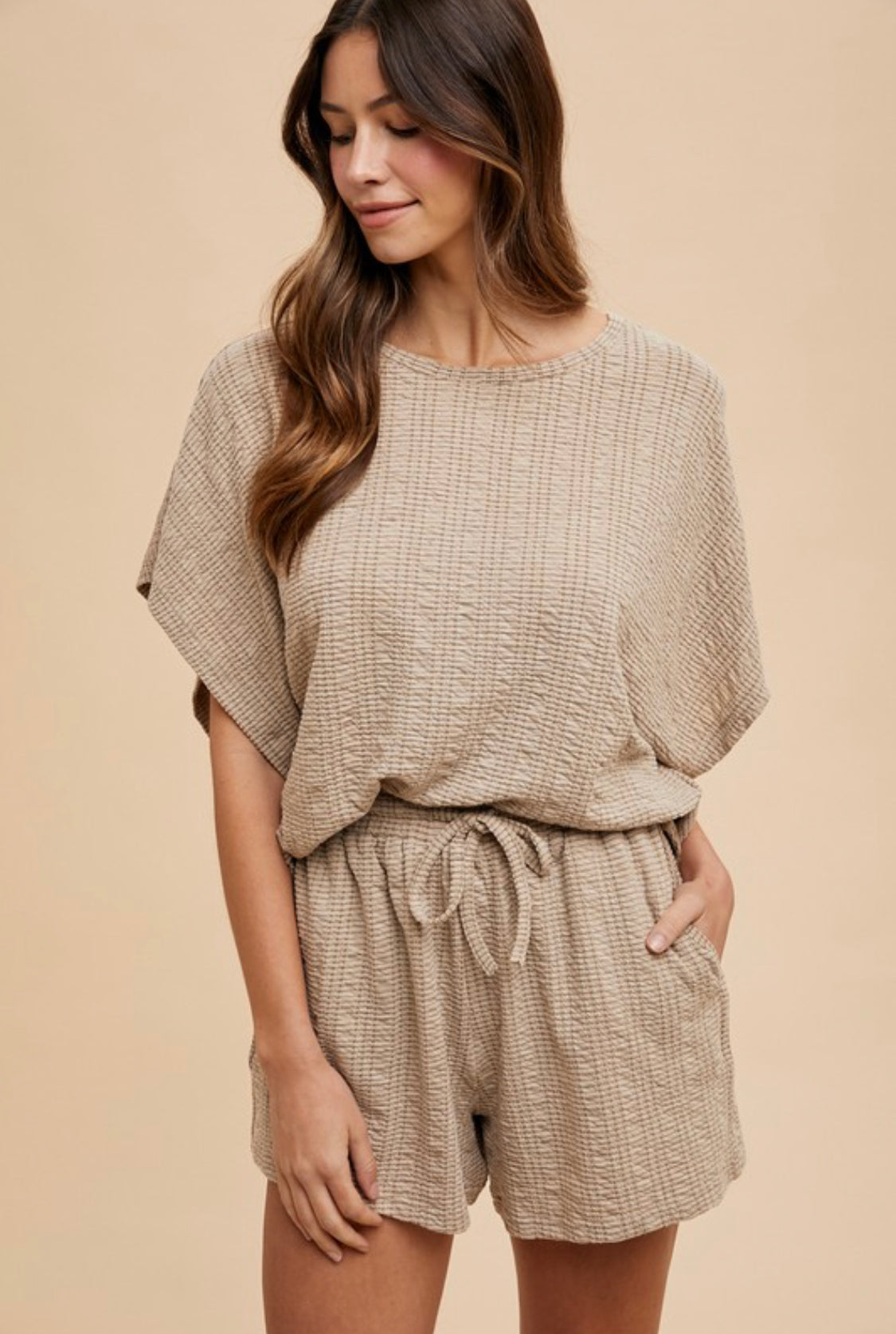 Taupe Knit Short Set