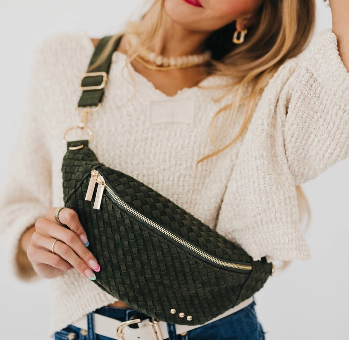 Olive Suede Crossbody