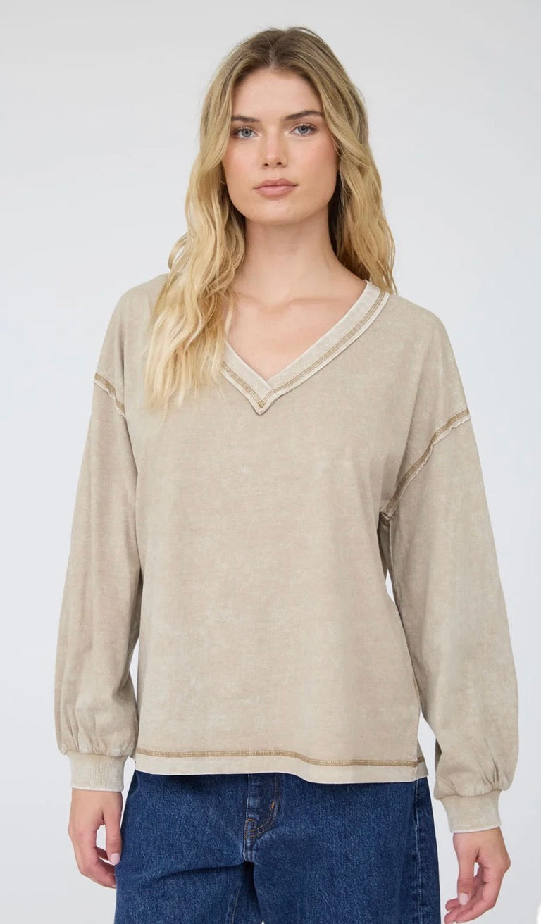 Tan Distressed Longsleeve