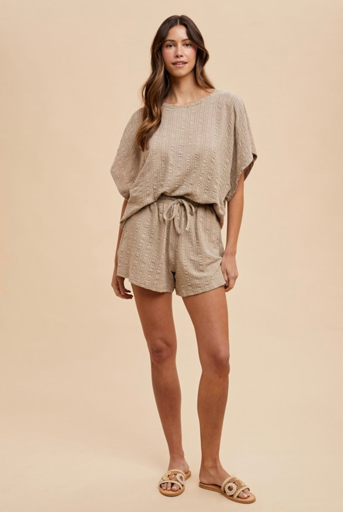 Taupe Knit Short Set