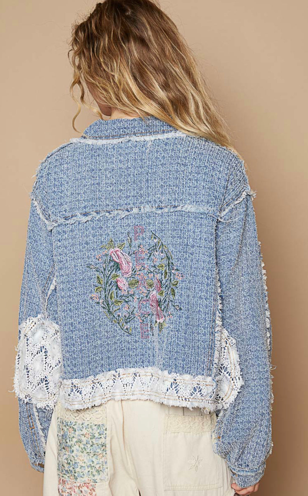 Denim Floral Lace Jacket