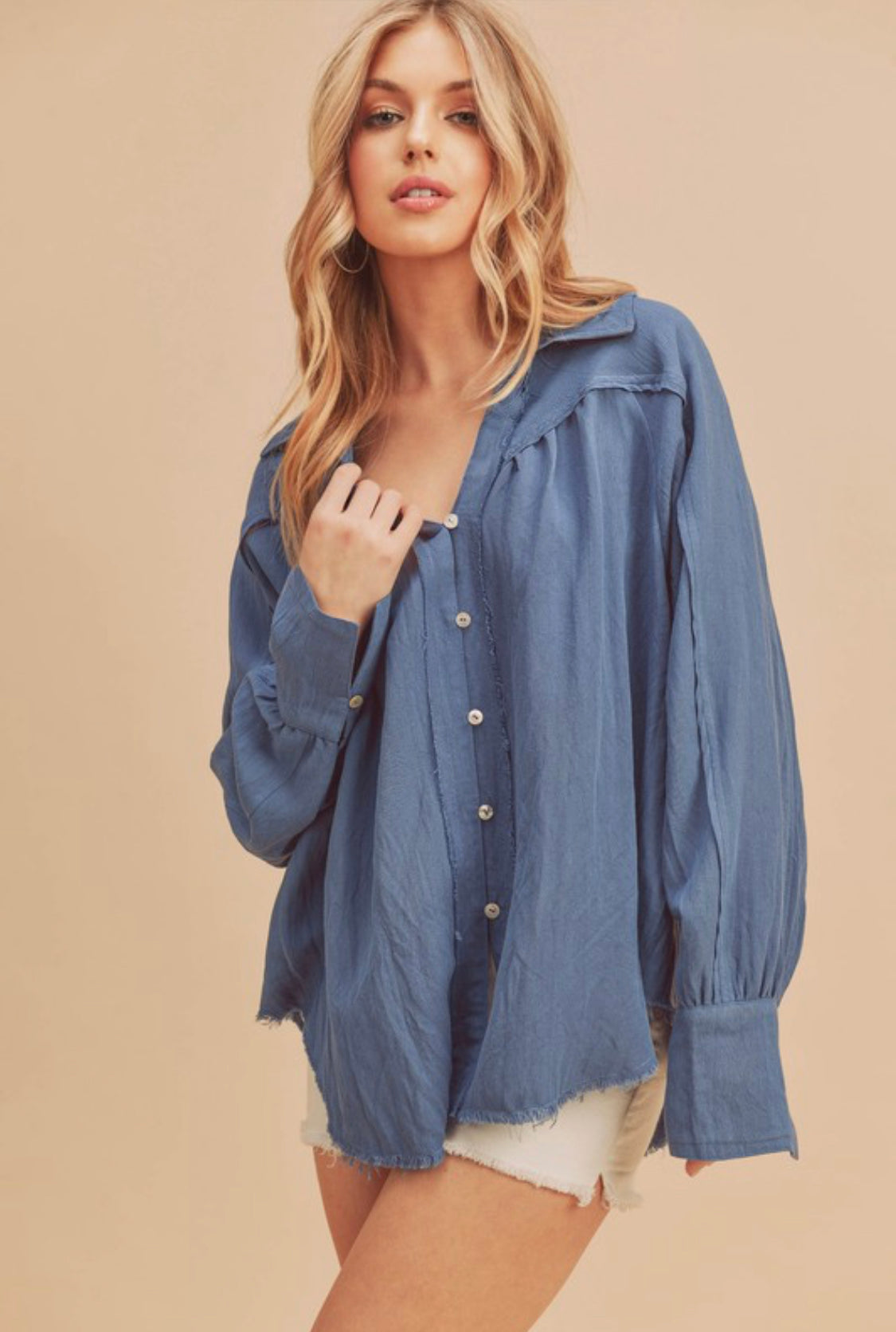 Royal Blue Hem Shirt