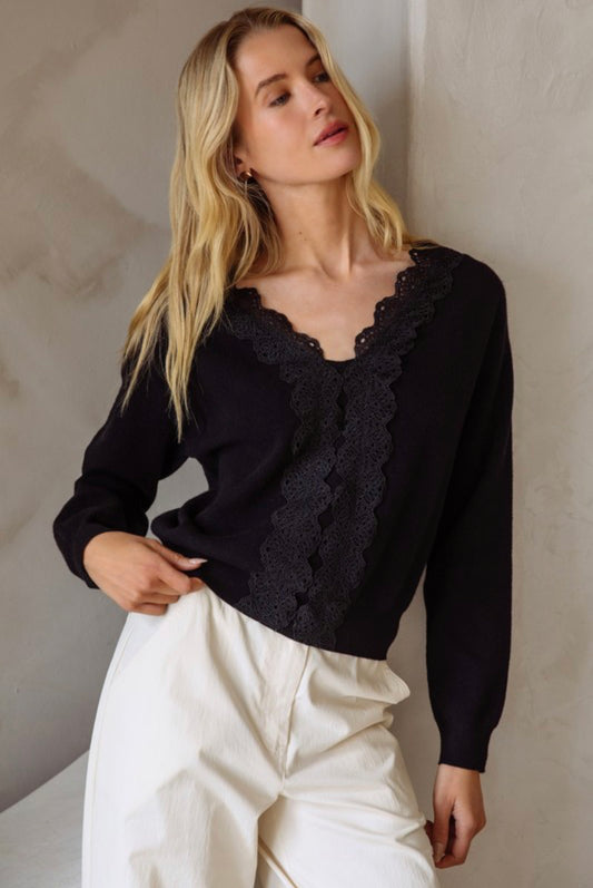 Black Lace Sweater
