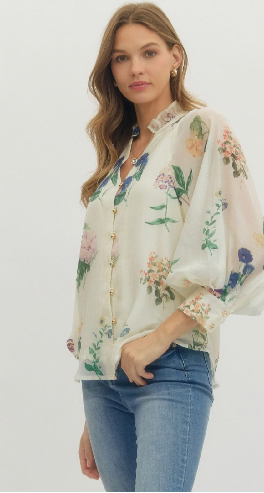 Pastel Floral Ruffle Top