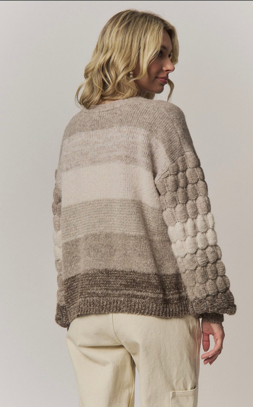 Mocha Stripe Bubble Cardigan