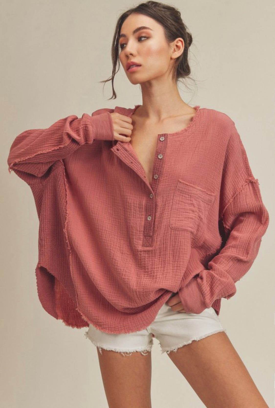 Coral Button Shirt