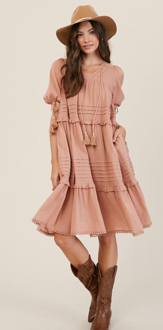 Punch Boho Tassel Dress