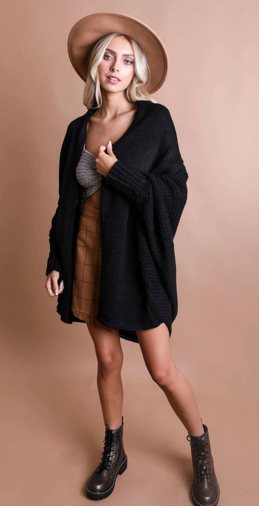 Black Bat Sleeve Cardigan