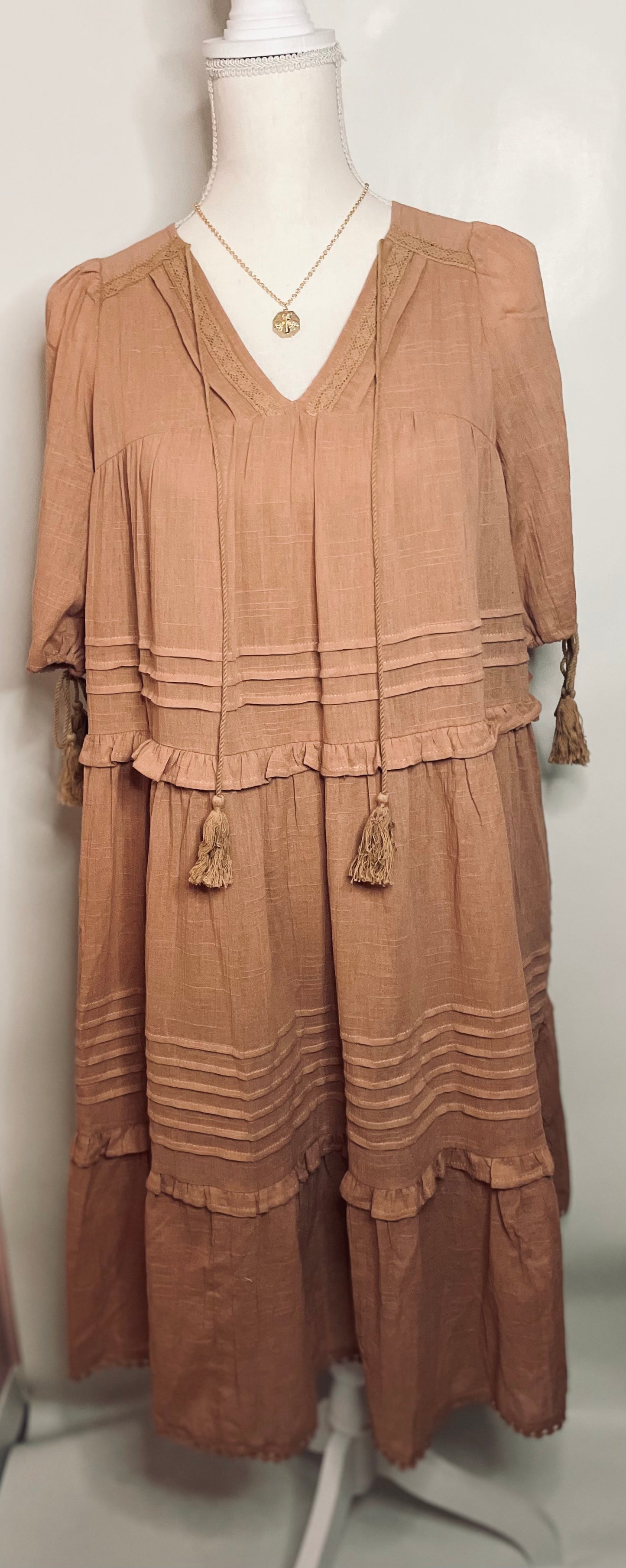 Punch Boho Tassel Dress