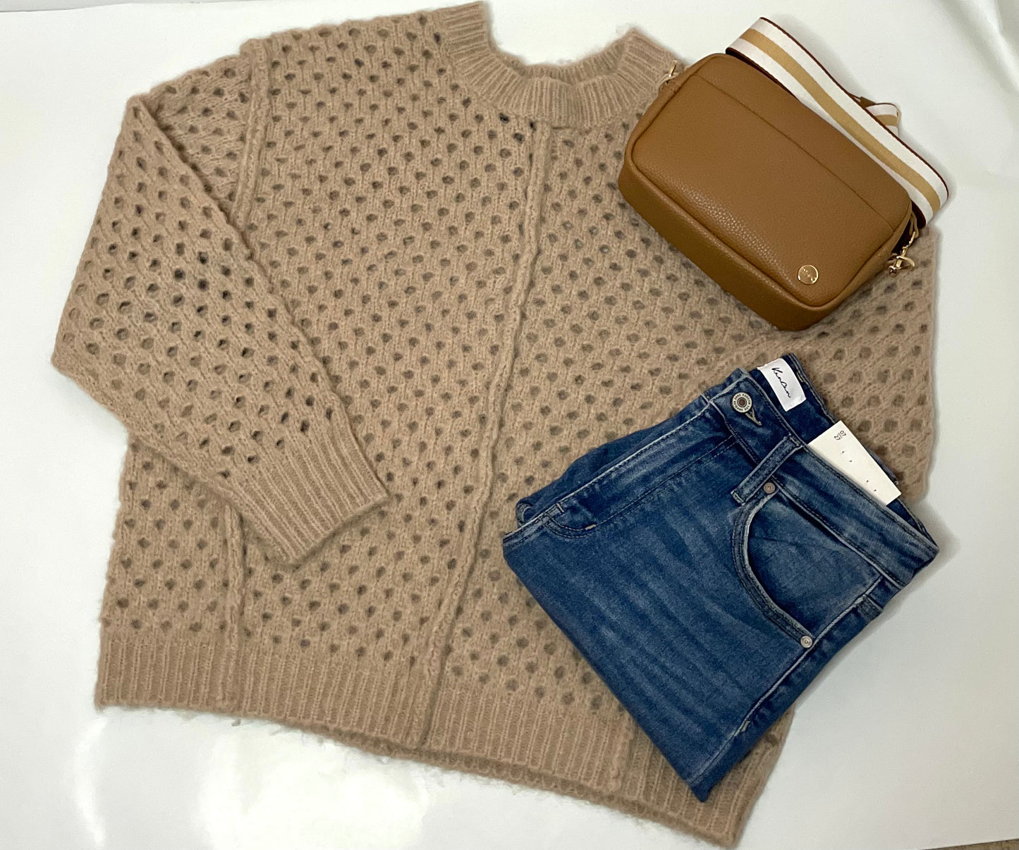 Taupe Open Knit Sweater