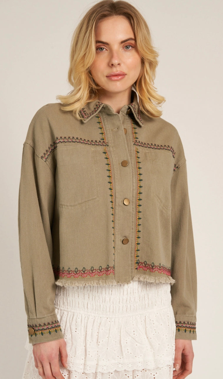 Olive Embroidered Jacket